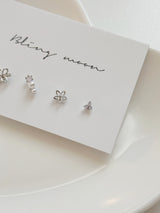 [4-Set] Pearl Flower Piercing Set / 2 Colors / Cubic Mini Pearl Spring Pink Daily Simple