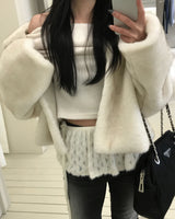 High neck fur crop jacket