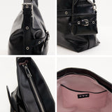 [SET] Medium Buckle Hobo Shoulder Cross Bag _ Black
