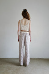 Linen rayon jacquard pants, Grey