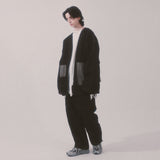 ストライプパッチデニムパンツ_ブラック