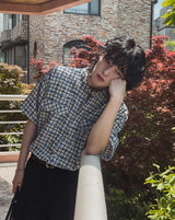 TOZ loose fit tweed half shirt