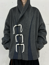 RELABEL (EVENT) Wool Coastline Revamped Patchwork Deconstructed Lapel-Enhanced Coat Jacket
