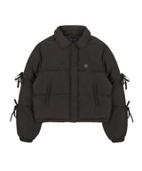 RIBBON COLLAR SHORT PUFFER (CHARCOAL)_F24ZA955
