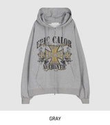 Cross Vintage Printing Two-Way Hood Zip-Up