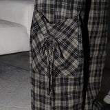 Maku check pocket long wide pants