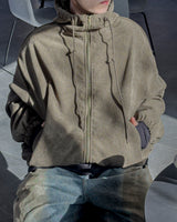 [Lined Fur] Weave Corduroy Hood Jacket