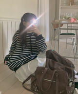 Milk Stripe Dangara Striped Hooded Knitwear