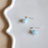 レークブルーストーンシルバー925ピアス　ハンドメイド