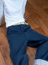 WIDE CUFFS COTTON PANTS (BLUE)