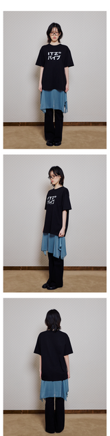ミックスロゴTシャツ - ブラック