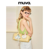 muva. Cylindrical Pillow‑Shape Genuine‑Leather Bag, French Minimalist Lightweight Shoulder Purse for Commute & Travel, New Arrival Jun 18
