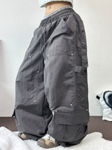 DOWN CARGO RIVET NYLON LONG PANTS 🖤🤎🩶3COLOR