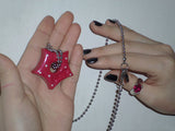 gleaming star dot necklace [red]