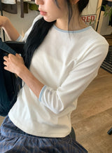26SS★ [BAONHAUS] ケトロン カラーマッチング スリークォータースリーブ Tシャツ