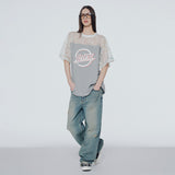 Fade-wash denim wide-leg jeans