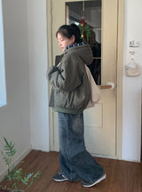 [unisex] ビトリボタンフードウェロンパディングジャンパー