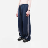 HIERARCHY STUDIOS TMTNW - Dusty Blue Four Stripes Baggy Pants
