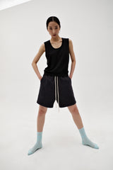 Linen oval neck knit, Black