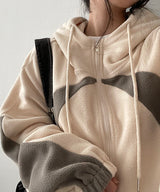 Tucson Coloring High-Neck Fleece Hooded Zip-Up