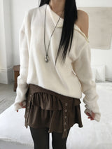 Unbal zipper loose knit
