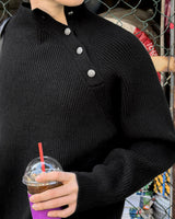 Nell Line Neck Button Knit