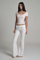 Lace tea bootscut pants, White