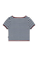SQUARE NECK STRIPE CARDIGAN