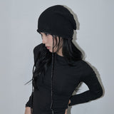 LONG STRING MESH BEANIE (BLACK)