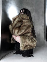 dual shade faux fur jacket (2color)