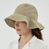 VA Curved Logo Round Frill Bucket Hat / Beige