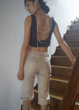 Coated Faux Leather Capri Pants