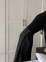 Grace Two-Tuck Button Wide Long Slacks