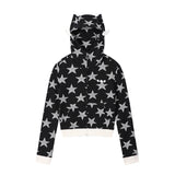 Angel of Star Wing Zip-Up Hoodie - BLACK