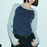 C RAGLAN LONG SLEEVE T-SHIRT_NAVY