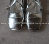 Enamel Cubic Merijane Flat Shoes
