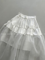 cancan frill see-through see-through long skirt