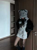 Envy strap hood long sleeve mini wrap dress (3 colors)