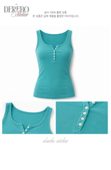 Turkish mint button sleeveless top