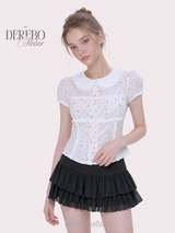 Peter Pan Floral Short-Sleeve Blouse 