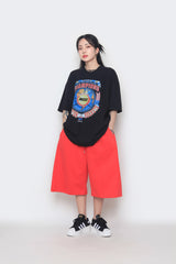 long wide sweat half pants