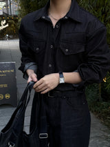 Leaf denim western shirt