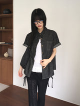 パズルパークデニム半袖南シャツ/Puzzle Boxy Denim Short Sleeve Southern Shirt