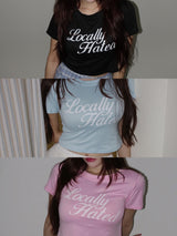 Short-sleeved cropped T-shirt with coloring lettering