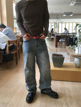 No.1839 washing flare denim PT