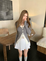 Bow Burton Layered Slit Long Sleeve Knitwear