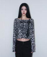 ラフゴシッククロスパッチカーディガン - leopard