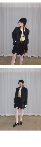 フェアリーフリルシフォンミニスカート (BLACK)