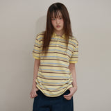 Stripe Logo Pique Half T-shirt