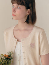 HALF SLEEVE BUTTON CARDIGAN IVORY